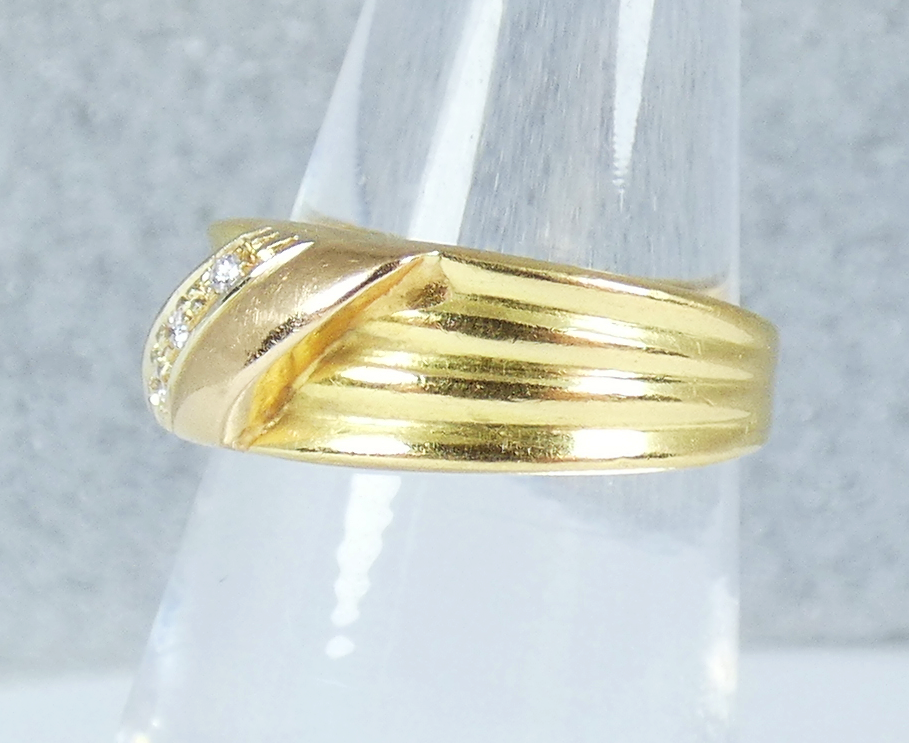 Vintage Italian Solid 18ct Yellow Gold & Diamond Dress Band Ring Size 6 L 51 750