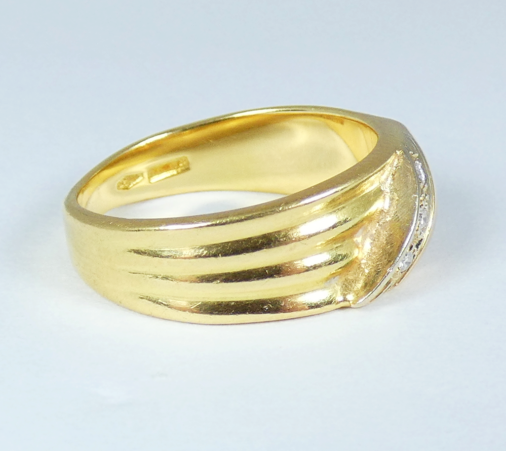 Vintage Italian Solid 18ct Yellow Gold & Diamond Dress Band Ring Size 6 L 51 750