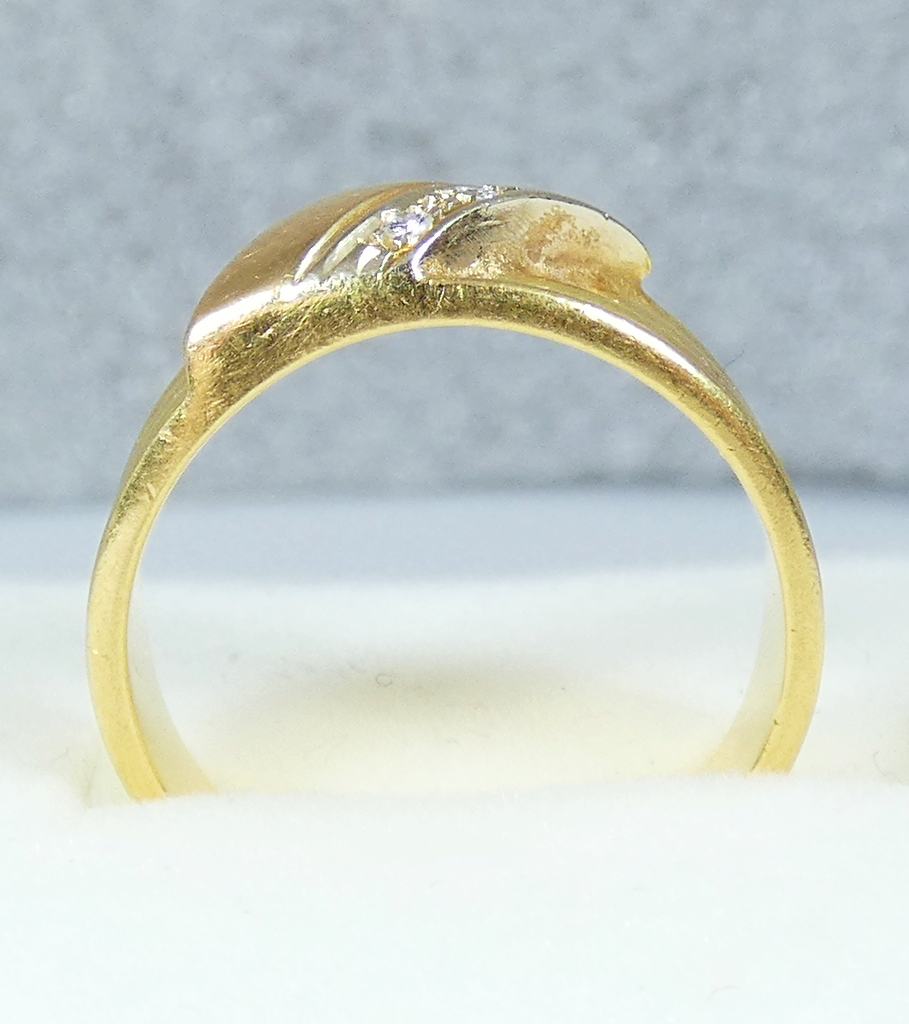 Vintage Italian Solid 18ct Yellow Gold & Diamond Dress Band Ring Size 6 L 51 750