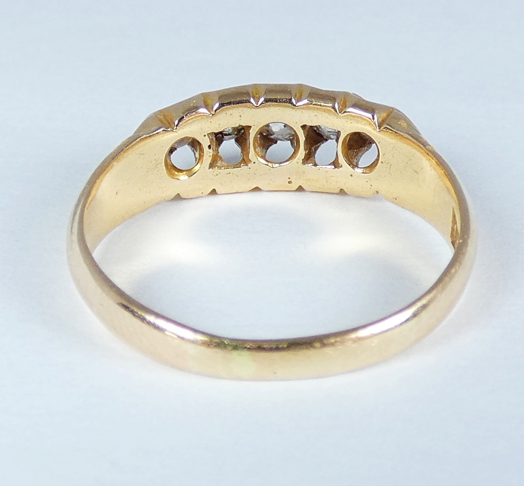 Antique Edwardian 18ct Yellow Gold 5 Stone .31ct Diamond Bridge Ring Size 7 N 54