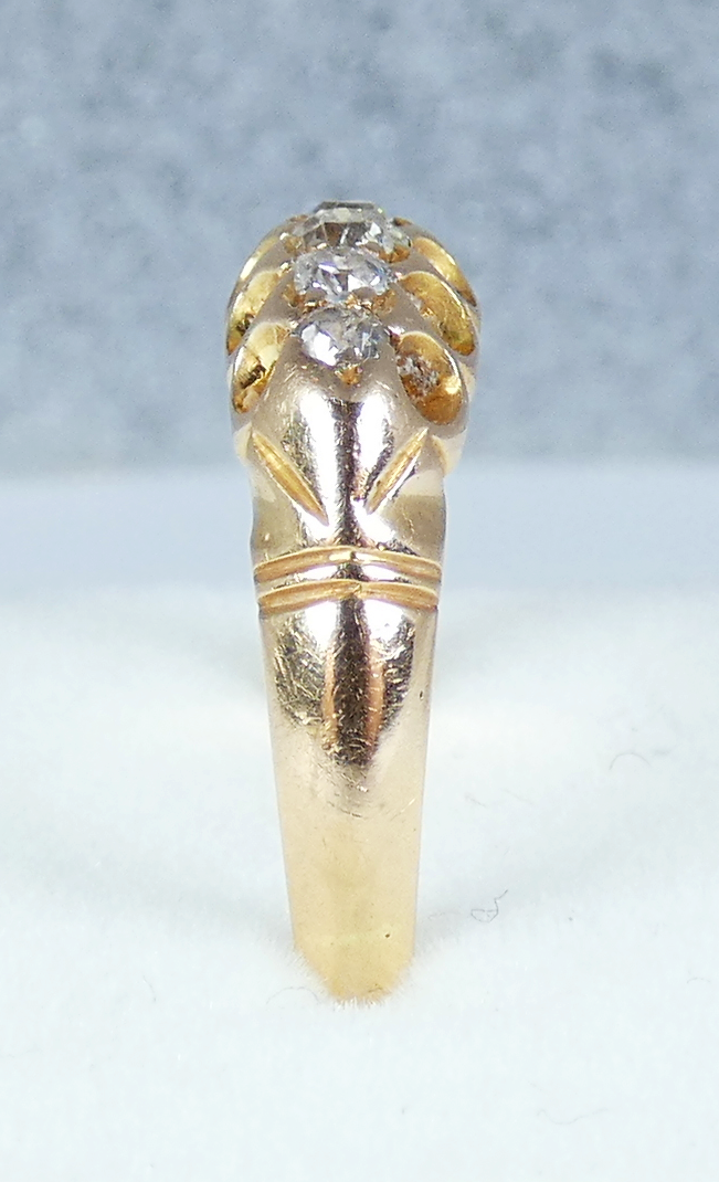 Antique Edwardian 18ct Yellow Gold 5 Stone .31ct Diamond Bridge Ring Size 7 N 54