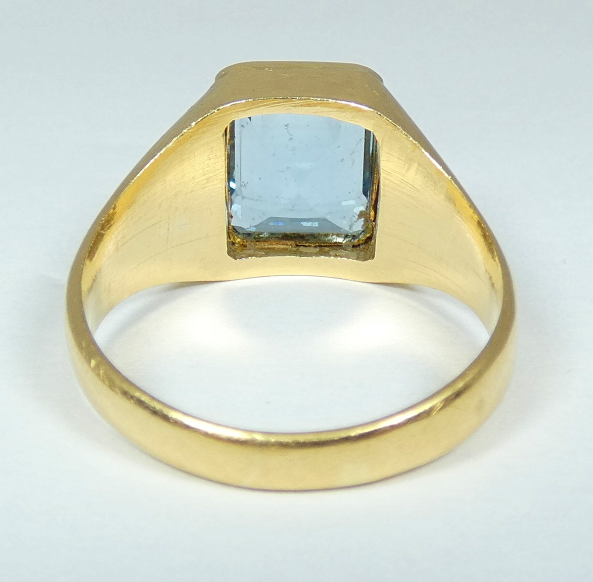 Vintage Heavy Solid 18ct Yellow Gold Blue Spinel Signet Dress Ring Size 10 T 61