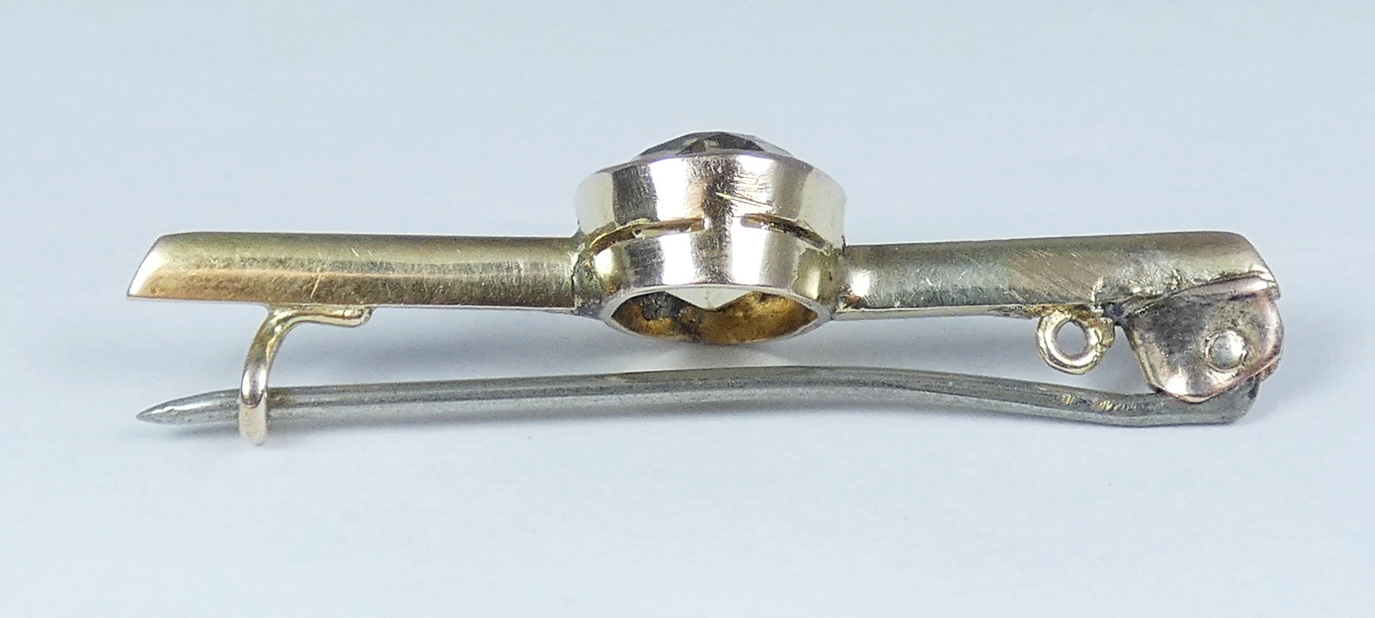 Antique Edwardian 1910 Solid 9ct Yellow Gold 3.43ct Oval Citrine Bar Brooch Pin
