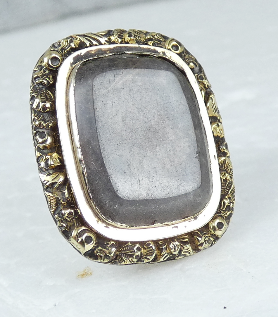 Antique Victorian 1850 Solid 9ct Yellow Gold Plaited Woven Hair Mourning Brooch