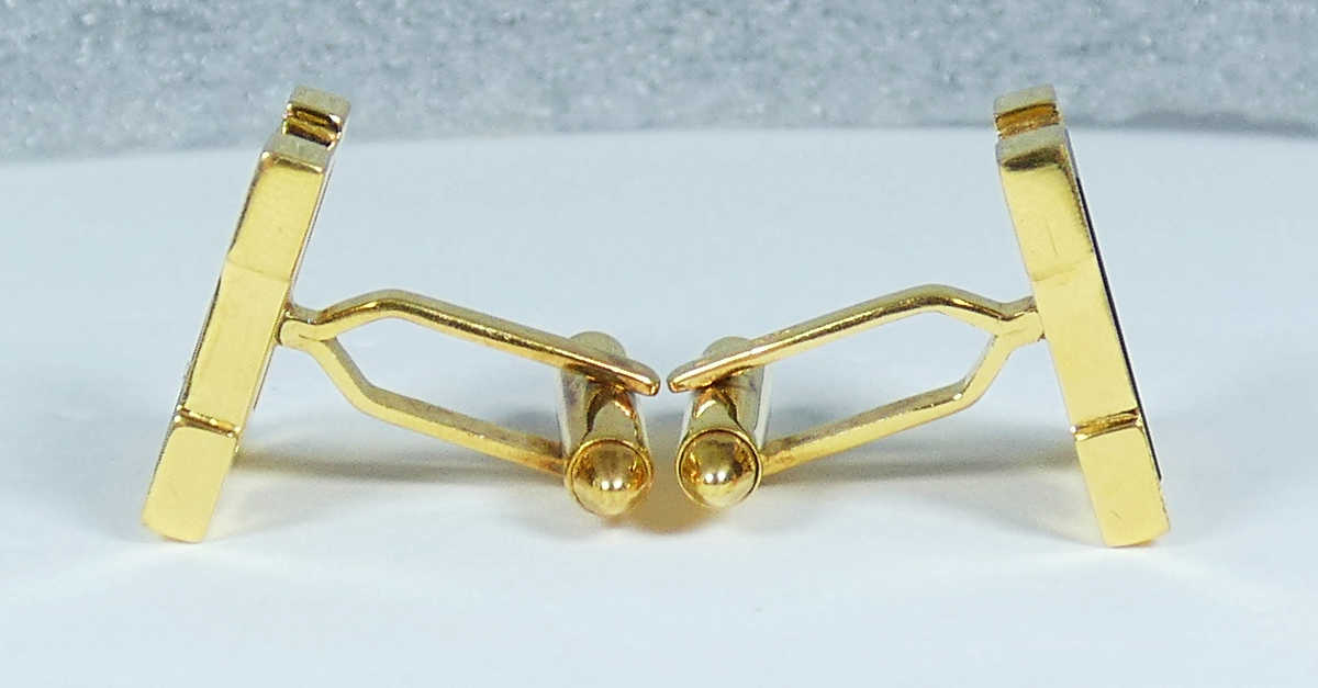 Executive Pair of Solid 14ct Yellow Gold & Onyx Cufflinks Set 12.84gms Men Shirt