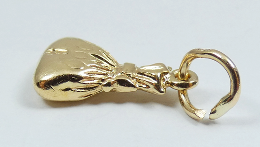 Heavy Solid 9ct Yellow Gold Money Bag Dollar Bracelet Charm Necklace Pendant 375