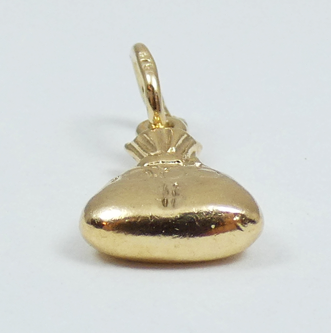 Heavy Solid 9ct Yellow Gold Money Bag Dollar Bracelet Charm Necklace Pendant 375