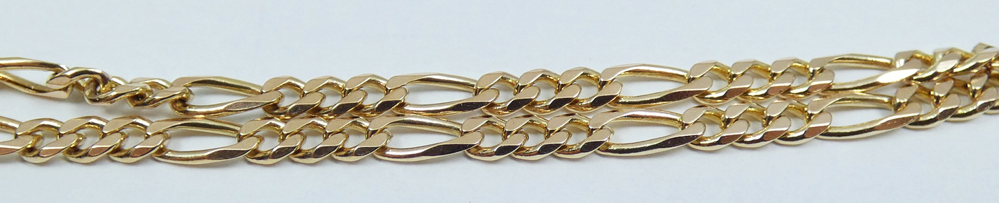 Solid 9ct Yellow Gold 18cm 7" Charm Bracelet 4mm Figaro Link Chain Padlock Clasp