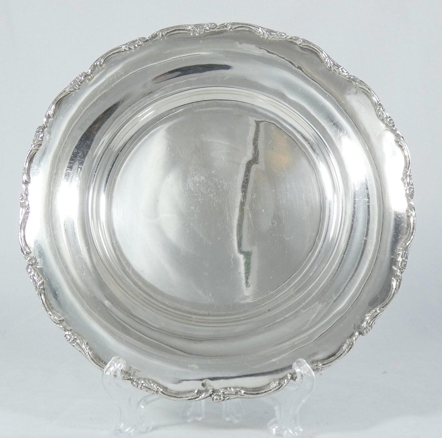 Antique 1942 Egyptian Sterling Solid 900 Silver 18cm 7" Heavy Plate Tray Salver