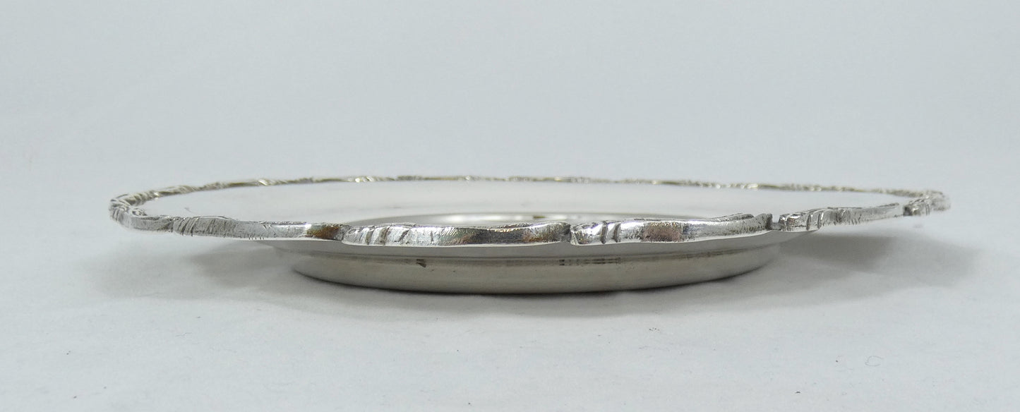 Antique 1942 Egyptian Sterling Solid 900 Silver 18cm 7" Heavy Plate Tray Salver