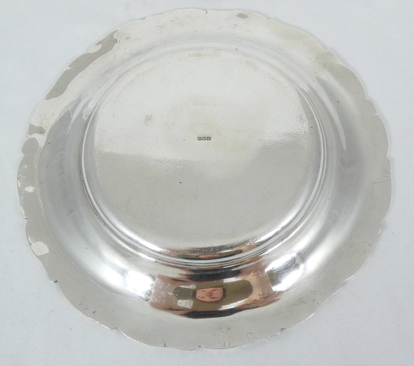 Antique 1942 Egyptian Sterling Solid 900 Silver 18cm 7" Heavy Plate Tray Salver