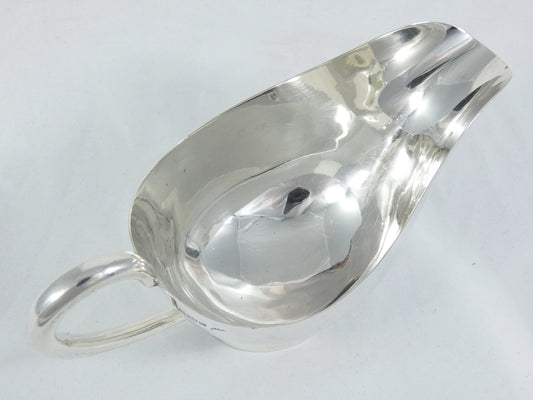 Antique Edwardian 1915 Large Sterling Silver Gravy Boat Sauce Jug Walker & Hall