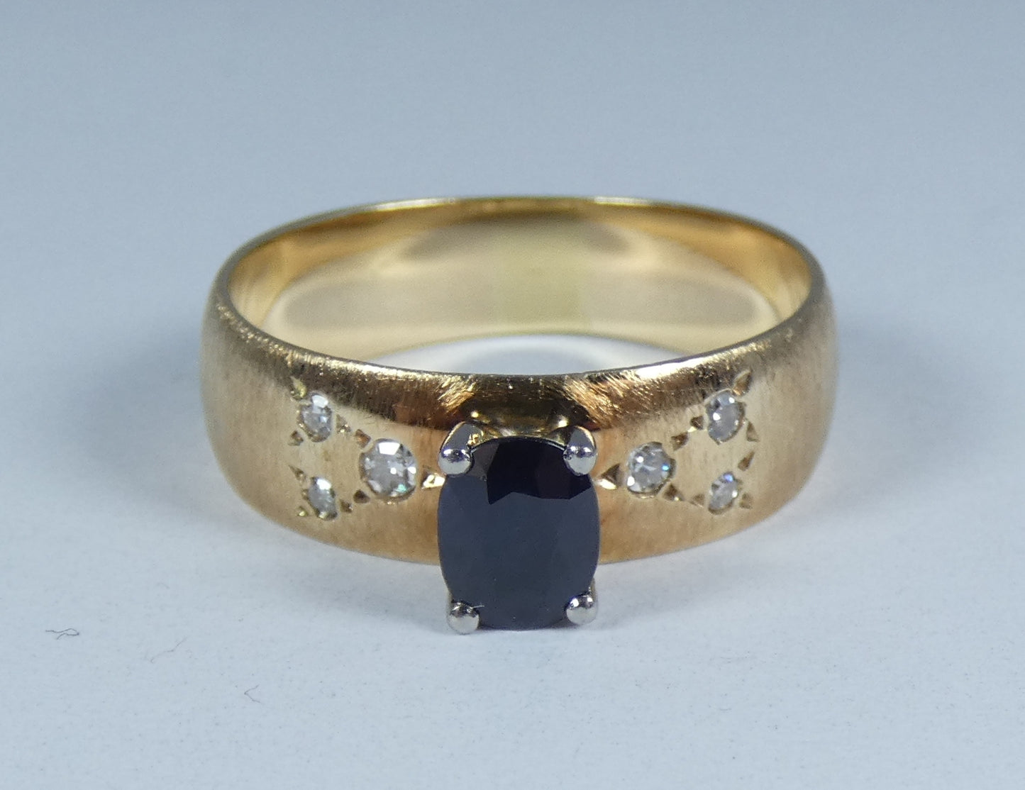 Vintage Solid 18ct Yellow Gold Natural Sapphire Diamond Dress Ring Size 6.5 M 52