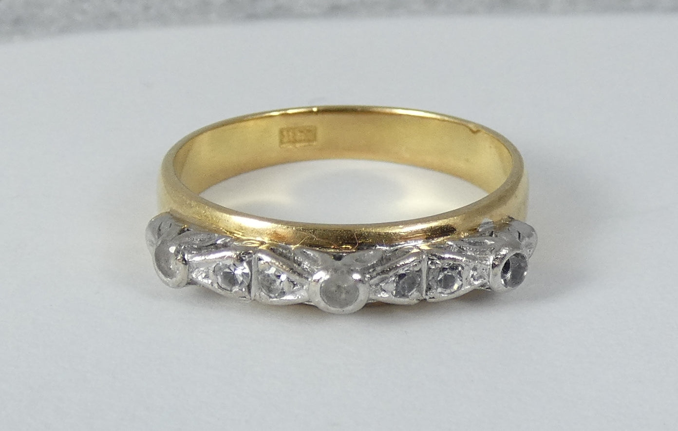 Antique Art Deco Solid 18ct Yellow Gold White Stone Dress Ring Size 7.5 O 55 750