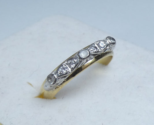 Antique Art Deco Solid 18ct Yellow Gold White Stone Dress Ring Size 7.5 O 55 750