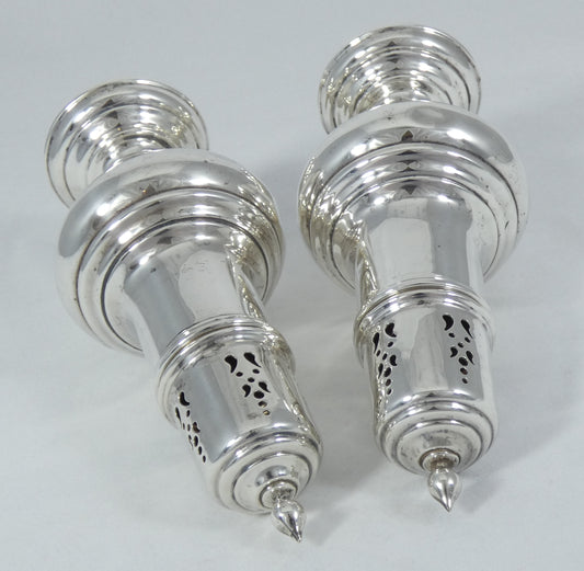 Antique Pair Victorian 1894 Sterling Silver Sugar Casters Shakers Sifters Castor