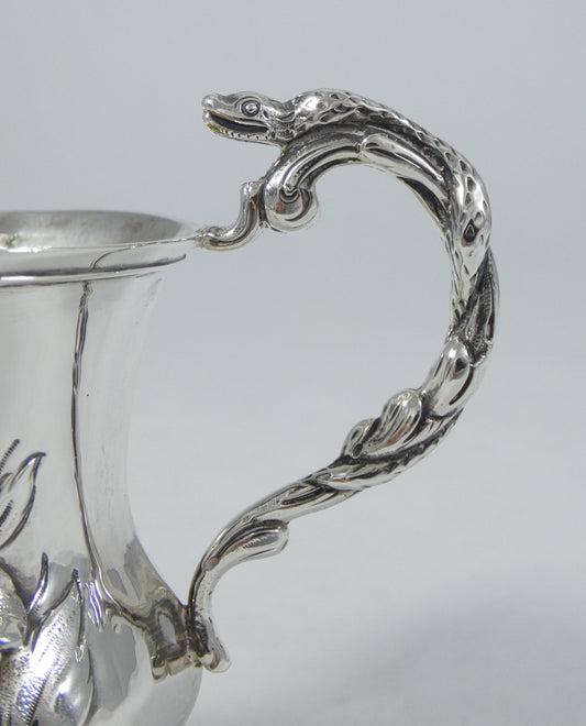 Antique Victorian 1838 Sterling Silver Snake Handle Christening Mug Cup No Mono