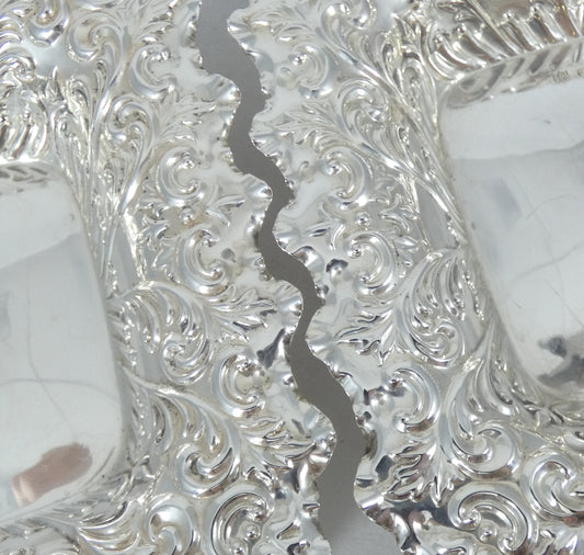 Antique Victorian 1897 Pair of Sterling Silver Bon Bon Lolly Bowls Dish Plate FB