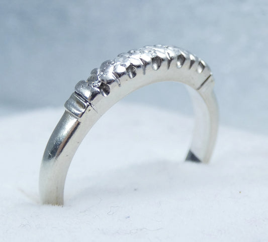 Vintage Solid 18ct White Gold 5 Diamond Eternity Wedding Band Ring Size 6.5 M 52