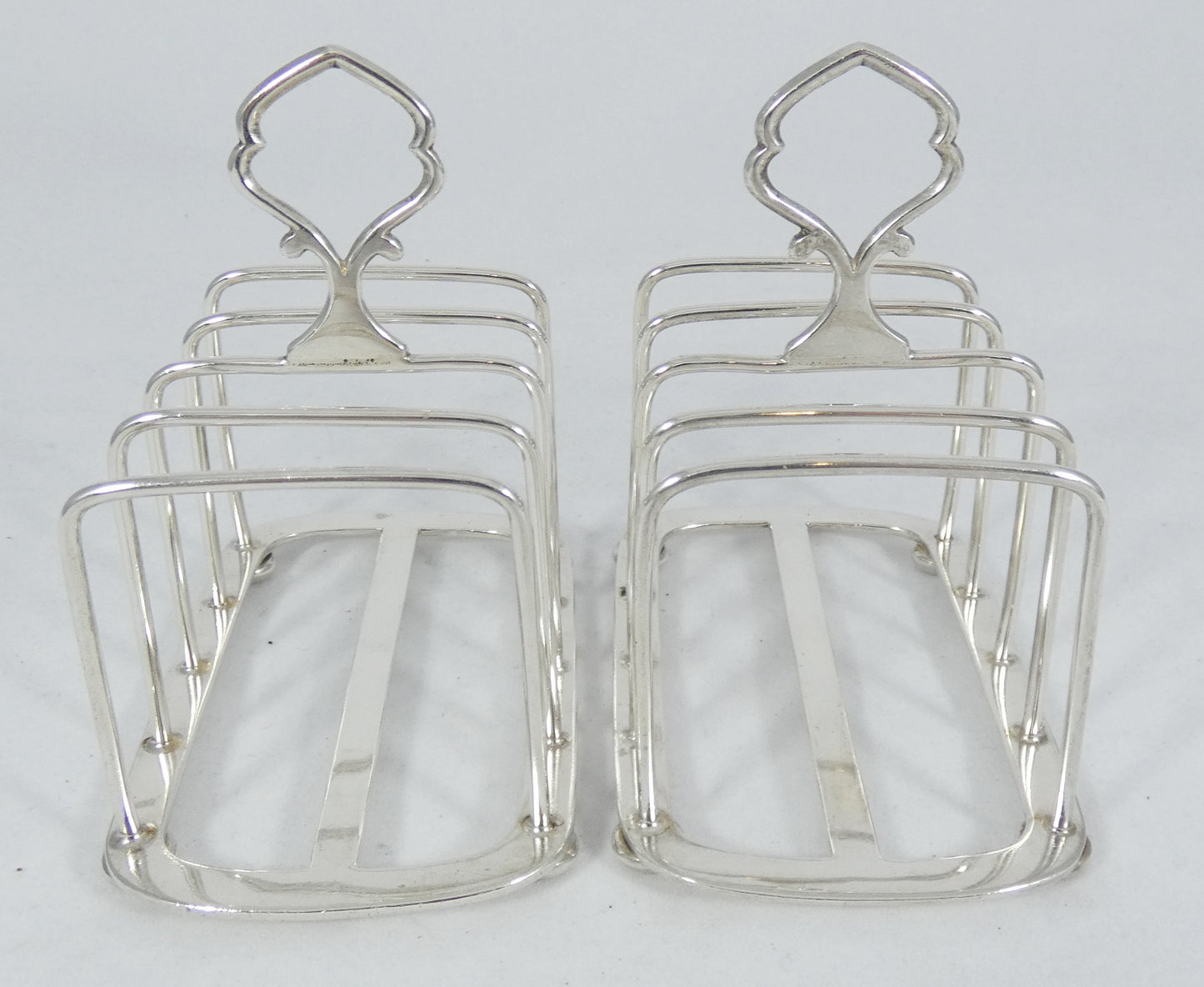 Antique Art Deco 1925 Hukin Heath Pair Sterling Silver Toast Racks Letter Holder