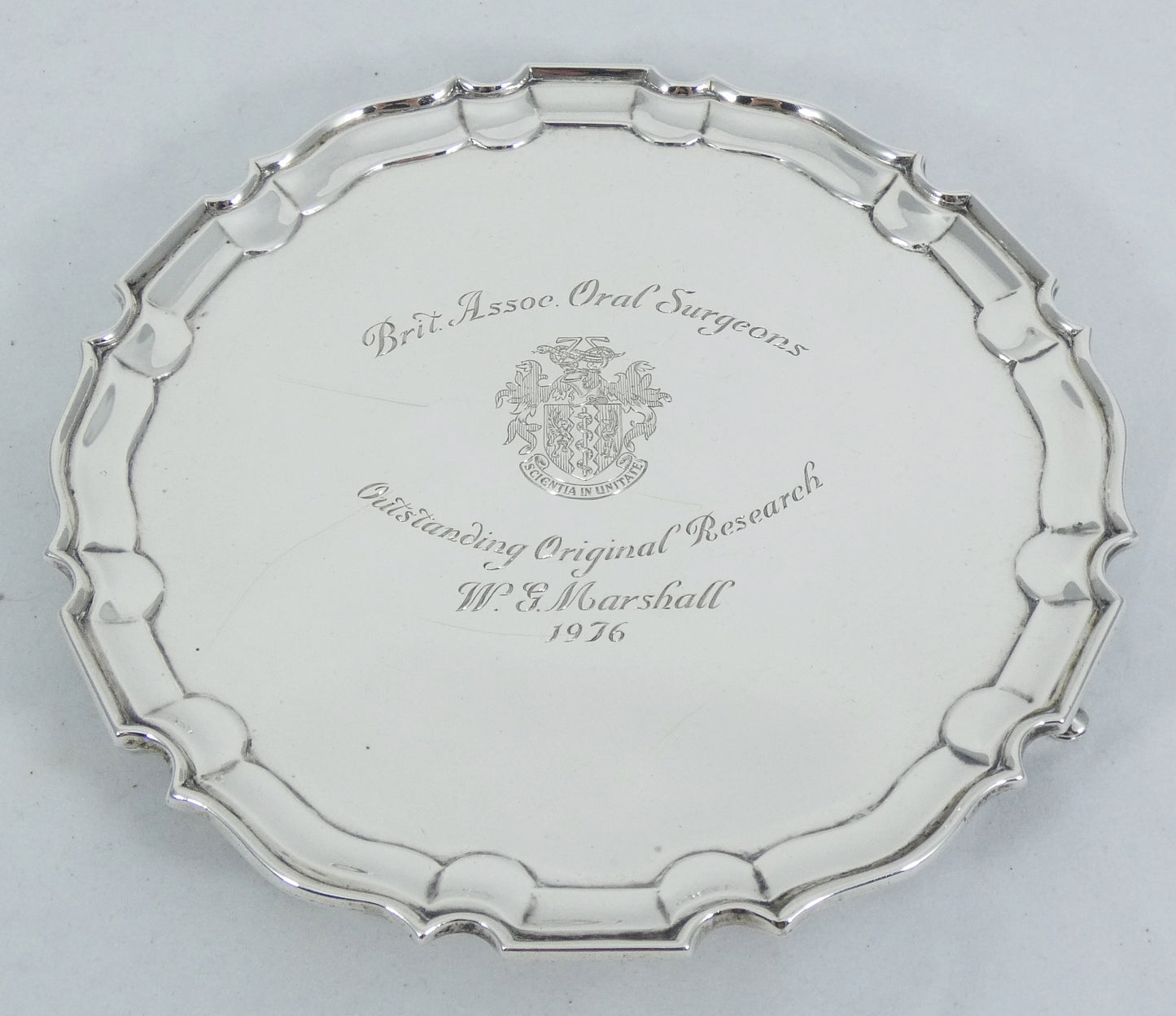 Antique Art Deco 1920 20.5cm 8" Sterling Silver Salver Tray Presentation Plate