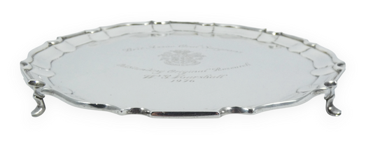 Antique Art Deco 1920 20.5cm 8" Sterling Silver Salver Tray Presentation Plate