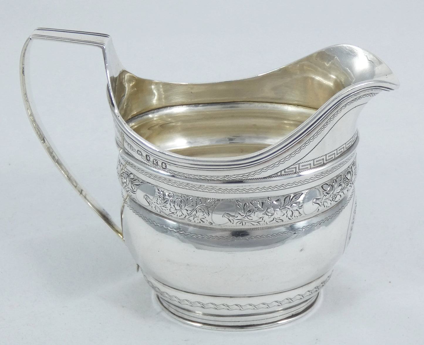 Antique Georgian 1805 Sterling Silver Sugar Milk Jug Creamer Bright Cut T Dicks