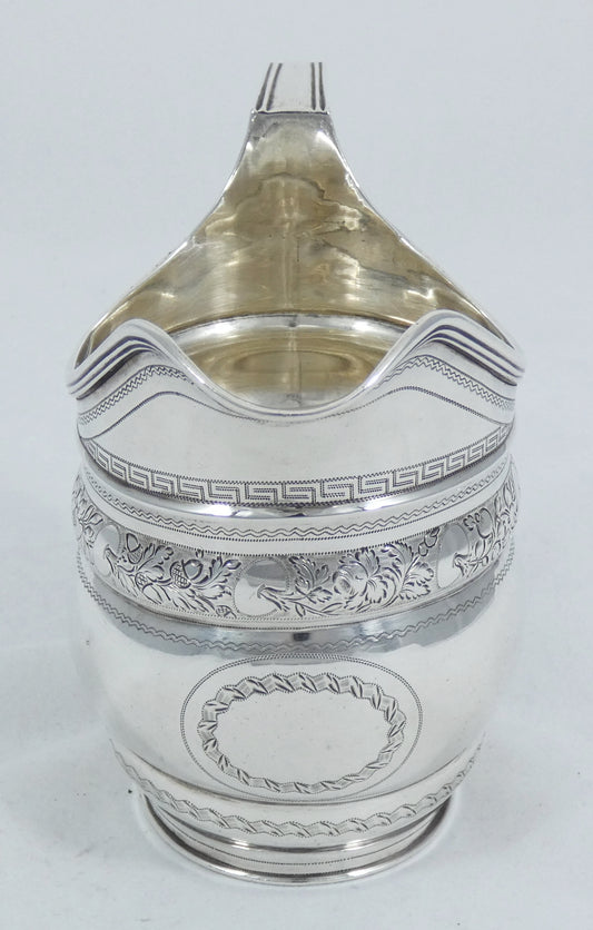 Antique Georgian 1805 Sterling Silver Sugar Milk Jug Creamer Bright Cut T Dicks