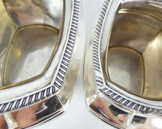 Antique Edwardian 1907 Sterling Silver 2pc Milk Jug Creamer Sugar Bowl Tea Set