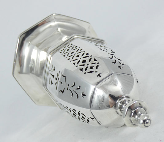 Antique Victorian 1898 Large 24.5cm Sterling Silver Sugar Caster Sifter Shaker