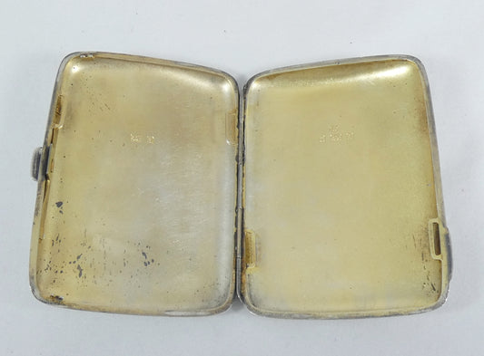 Antique Edwardian 1900 Sterling Silver Acid Etched Cigarette Card Case Soldier