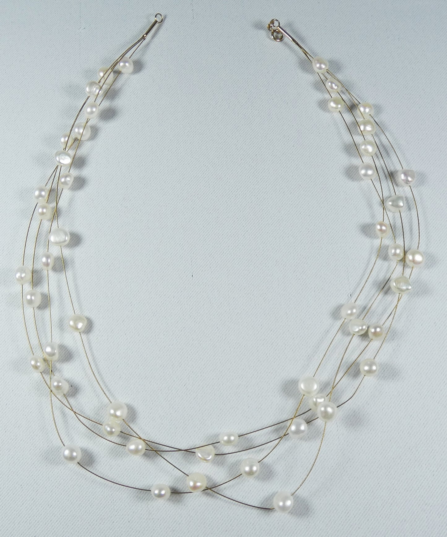 Vintage 14ct Yellow Gold 4 Multi Strand Wire Baroque Pearl 43cm Necklace Chain