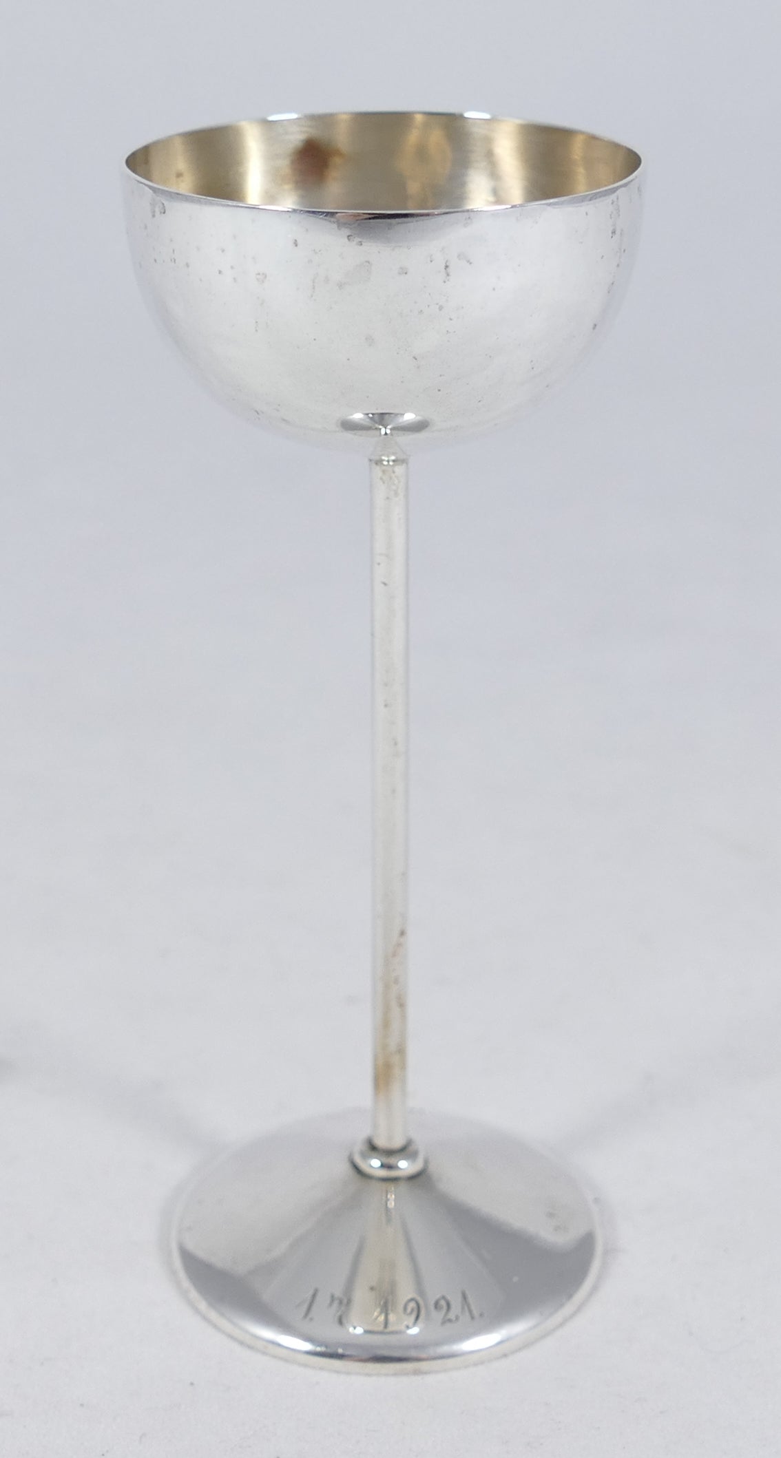 Antique Art Deco 1921 German Solid 800 Silver Small Stemmed Liqueur Cup Goblet