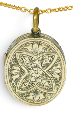Antique Victorian 1890 Rolled Gold 24mm Photograph Locket Necklace Pendant Photo