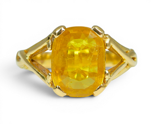Vintage Solid 18ct Indian Gold Yellow Sapphire Cocktail Dress Ring Size 7.5 O 55