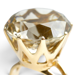 Vintage Large Solid 14ct Yellow Gold 18mm Smoky Quartz Cocktail Ring Size 7 N 54
