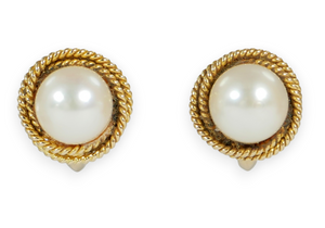 Solid 14ct Yellow Gold Pair of 6.5mm Pearl French Screw Back Earrings Set 585