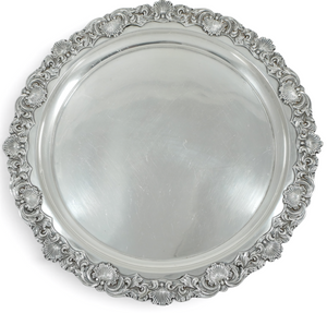 Antique Victorian 1897 Sterling Silver 31cm 12" Serving Drinks Tray Salver Plate
