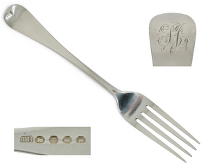Antique Georgian 1805 Sterling Silver Dinner Table Fork Old English Hanoverian