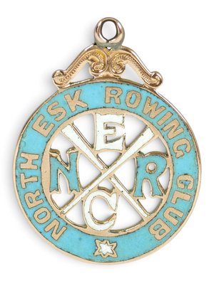 Antique Edwardian 1912 Solid 9ct Gold Enamel North Esk Rowing Club Medal Pendant