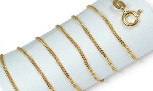 Italian Very Fine 45cm 17.5" Solid 9ct Yellow Gold 1mm Flat Cuban Necklace Chain