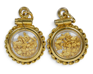 Vintage Pair of Genuine Solid Gold Nugget Capsules Lockets for Earrings Pendant