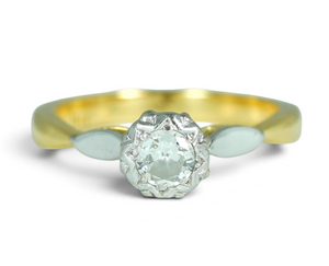 Vintage Solid 18ct Yellow Gold & Platinum Diamond Engagement Ring Size 5.5 K 50