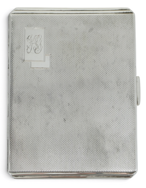 Antique Art Deco 1945 Large Sterling Silver Cigarette Card Case Holder Vintage