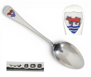 Antique Edwardian 1906 Sterling Silver Enamel Oxford COA Teaspoon Novelty Spoon