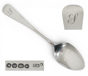 Antique Victorian 1841 Sterling Silver Teaspoon Spoon Old English Charles Boyton