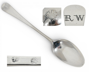 Antique Georgian 1760 Sterling Silver Coffee Tea Spoon Picture Back Hanoverian