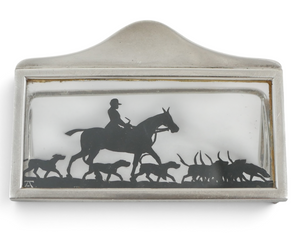 Antique Edwardian 1912 Sterling Silver Silhouette Glass Place Card Holder Frame