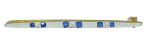 Antique Art Deco Solid 14ct Yellow Gold Platinum Sapphire & Diamond Bar Brooch