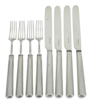 Antique Georgian 1826 Sterling Silver 8pc Dessert Cutlery Set Old English Thread